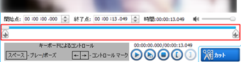 動画のカットする場所を指定する