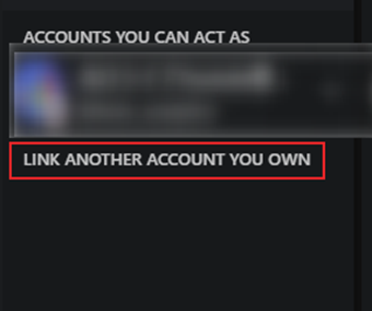 [LINK ANOTHER ACCOUNT YOU OWN]をクリック