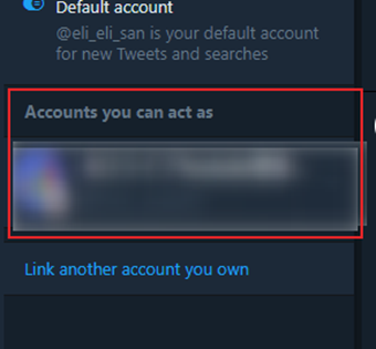 アカウント一覧の[Accounts you can act as]の追加したアカウントの表示