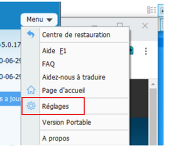 [Menu]をクリックし、歯車アイコンがついた項目をクリック