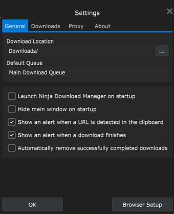 設定画面のGeneral