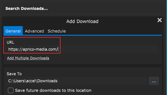 ダウンロードしたいファイルのURLをペースト