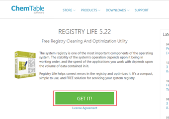 Registry Lifeの公式サイトの[GET IT!]をクリック