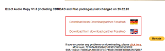 ダウンロードページを開いたら、「Download beim Downloadpartner FossHub」をクリック