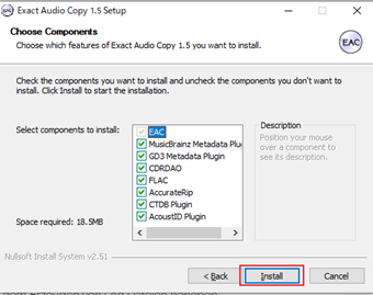 Exact Audio Copyのプラグインのインストールを選択する