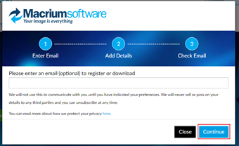 [Continue]をクリック