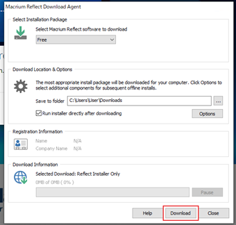 [Download]をクリックしてMacrium Reflect Free Edition本体をダウンロード
