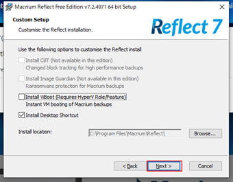 チェック項目を編集せずに[Next]をクリック