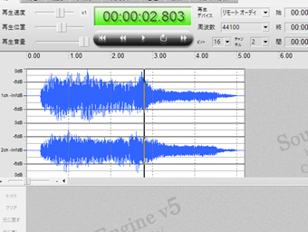 音声の波形の表示