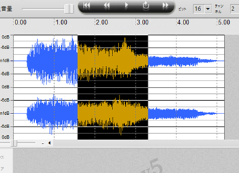 エコーをかけたい箇所をドラッグして選択