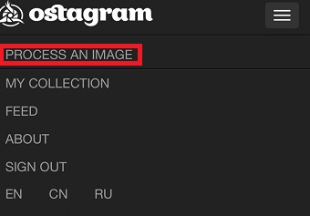「PROCESS AN IMAGE」をタップ