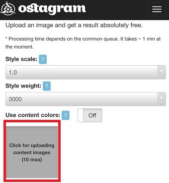 「Click for～」をタップして画像を選択