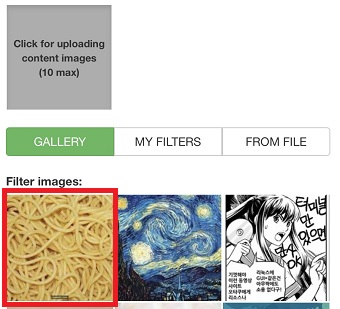 フィルターになる画像を選択