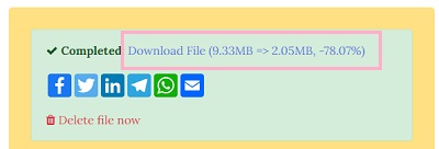 「Completed」の表示画面