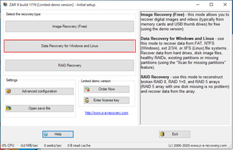 [Data Recovery for Windows and Linux]をクリック