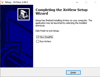 「Completing the XnView Setup Wizard」の画面