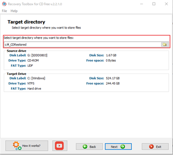 リカバリー先(ファイル復元先)のドライブ・フォルダを指定する