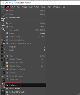 上部メニュー[Edit]->[Preferences]をクリック