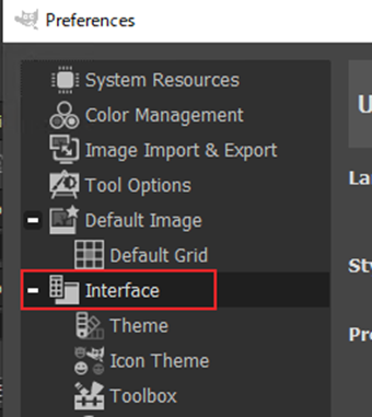 メニューの[Interface]をクリック