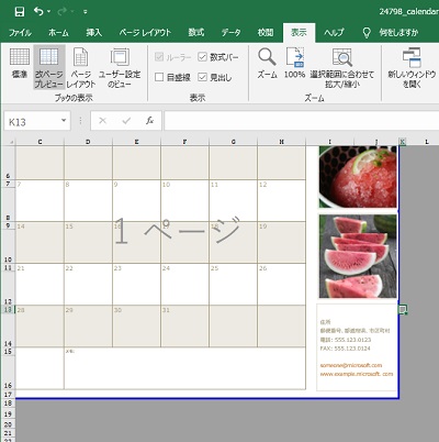 改ページプレビュー表示
