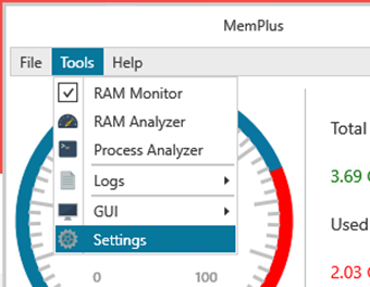 [Tool]->[Settings]をクリック