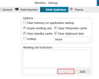 「Working Set Exclusions」の[...]をクリック