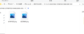 復元先のフォルダの表示