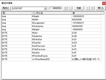 構造体変数ウィンドウの表示
