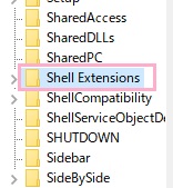 レジストリエディターで「HKEY_LOCAL_MACHINE\SOFTWARE\Microsoft\Windows\CurrentVersion\Shell Extensions」を開く