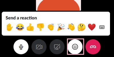 「リアクション」ボタンをクリック
