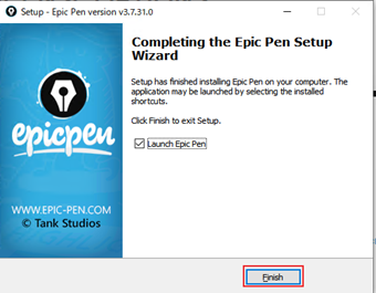 インストール完了の画面
