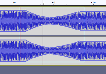 フェード処理のような形の波形
