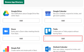 Trelloを検索して[Add]をクリック