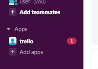 SlackワークスペースのApps欄のTrello