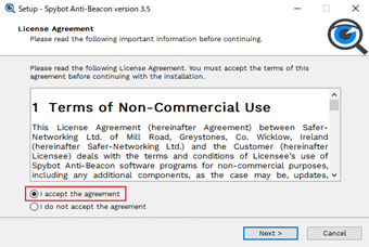 ライセンス同意画面で[I accept the agreement]をクリック