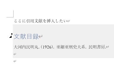 文献目録の挿入画面