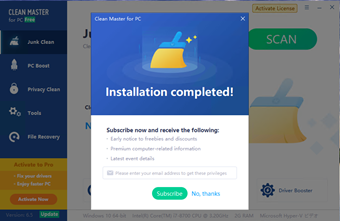 「Installation completed!」の表示