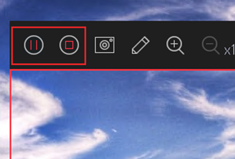キャプチャ停止ボタンと一時停止ボタン