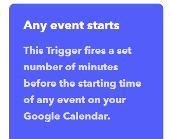 「Choose trigger」の画面の「Any events starts」をクリック