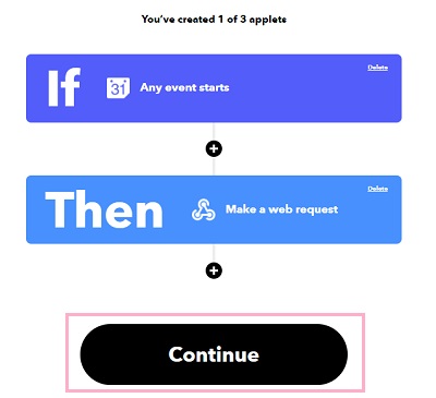 「Continue」をクリック