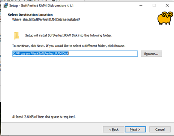 インストール先を指定