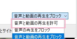 プルダウンメニューの「音声と動画の再生を許可」をクリック