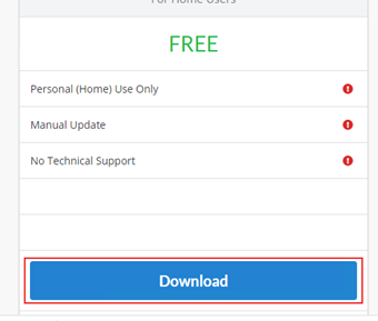 FREEと書かれた左側の項目の[Download]をクリック
