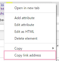 メニューの「Copy link address」をクリック