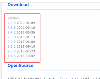 ダウンロードリンクの一覧