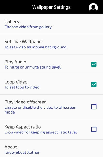 「Wallpaper Settings」画面