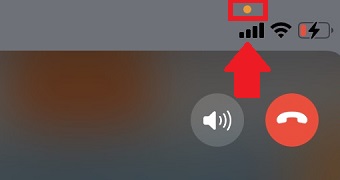 iPhoneの画面右上のオレンジの丸