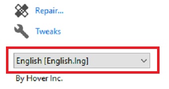 『English [English.lng]』をクリック