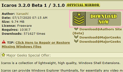 「DOWNLOAD NOW」ボタンをクリック