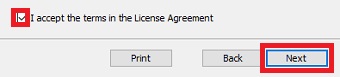 『I accept the terms in the License Agreement』にチェックを入れて『Next』をクリック